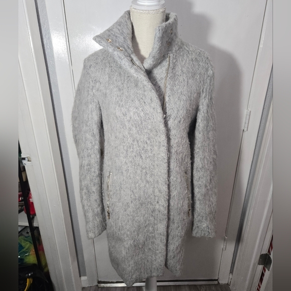 H&M Women's Wool Blend Zip Front Coat, Gray, Size 2 - Picture 2 of 15
